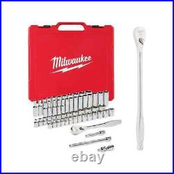 Milwaukee Ratchet/Socket Mechanics Hand Tool Set 3/8 Drive SAE/Metric (57-Pcs)