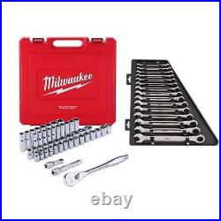 Milwaukee Ratchet + Socket Mechanics Hand Tool Set with Combination Wrench (62Pcs)