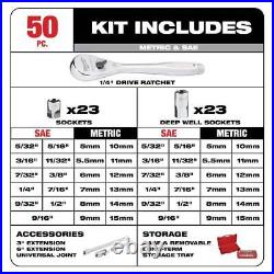 Milwaukee Ratchet + Socket Mechanics Tool 3/8 + 1/4 Drive SAE/Metric (106-Pcs)