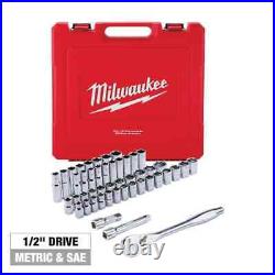 Milwaukee Ratchet + Socket Mechanics Tool Set 1/2 Drive SAE/Metric (47-Pcs)