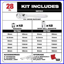 Milwaukee Ratchet + Socket Mechanics Tool Set 1/4 Drive SAE/Metric (54-Pcs)