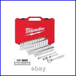 Milwaukee Ratchet & Socket Mechanics Tool Set 1/4 In. Drive SAE/Metric 50-Piece