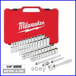 Milwaukee Ratchet Socket Mechanics Tool Set 1/4-Inch Drive SAE/Metric (50-Piece)