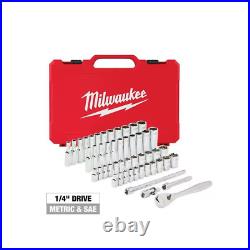 Milwaukee Ratchet Socket Mechanics Tool Set 1/4-Inch Drive SAE/Metric (50-Piece)