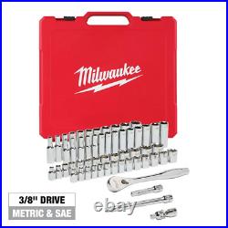 Milwaukee Ratchet Socket Mechanics Tool Set 3/8 in. Drive SAE/Metric (56-Piece)