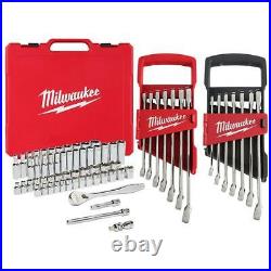 Milwaukee Ratchet Socket Mechanics Tool Set 3/8 in with Combination Wrenches 70-Pc