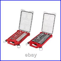 Milwaukee Ratchet/Socket Set 3/8 Drive SAE/Metric with PACKOUT Case (60-Piece)