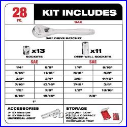 Milwaukee Ratchet/Socket Set 3/8 Drive SAE/Metric with PACKOUT Case (60-Piece)