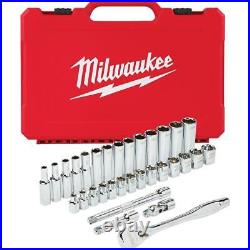 Milwaukee Ratchet and Socket Mechanics Tool Set 3/8 in. Drive Metric 32-Piece