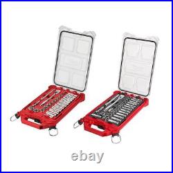Milwaukee Ratchet and Socket Set 3/8 Drive SAE/Metric withPACKOUT Case (60-Pcs)