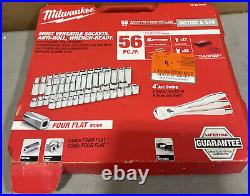 NEW Milwaukee 48-22-9008 56-Pc. 3/8 in. Drive SAE/Metric Ratchet and Socket Set