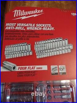 New Milwaukee 3/8 In 1/4 In Drive Sae/Metric Ratchet Socket Mechanics Tool Set