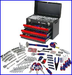 New WORKPRO 408-Piece Mechanics Tool Set with 3-Drawer Heavy Duty Metal Box