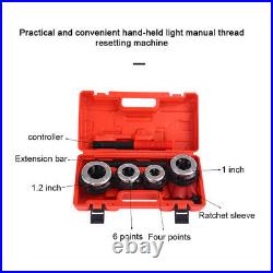 Portable Ratchet Pipes Threader Kit Manual Ratcheting Threading Tool Set O3H1