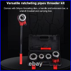 Portable Ratchet Pipes Threader Kit Manual Ratcheting Threading Tool Set O3H1