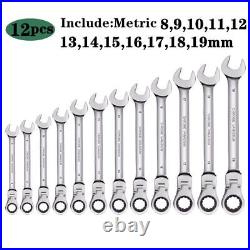 Portable Ratchet Wrench Set Chrome Steel Durable Head Spanner Key Hand Tool