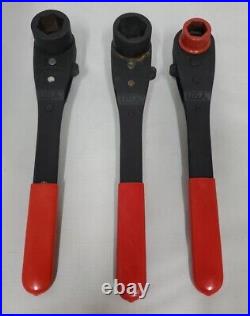 REED Tools 3 Piece Dual Socket Ratchet Wrench set Red Pre-owned