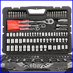 SAE Metric Mechanics Tool Set Socket Wrench Screwdriver Accessory Carry Case New