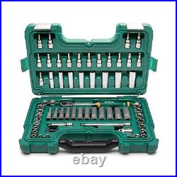 SATA 62 Piece Mechanics Tool Set SAE & Metric 3/8 Drive 72 Tooth Ratchet S