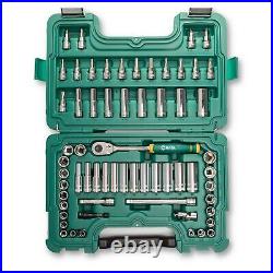 SATA 62 Piece Mechanics Tool Set SAE & Metric 3/8 Drive 72 Tooth Ratchet S