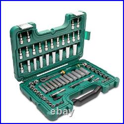 SATA 62 Piece Mechanics Tool Set SAE & Metric 3/8 Drive 72 Tooth Ratchet S