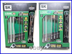 SK Professional Tools Ratcheting Wrench 7pc Set Metric /SAE X-Beam & Tool Holder