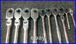 Snap-on Tools 10 piece 1/4 3/8 & 1/2 Drive Chrome Ratchet Set lot Nice