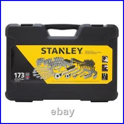 Stanley Mechanics Tool Set 173 Pc Ratchet 12Pt Socket Combination Wrench SAE MM