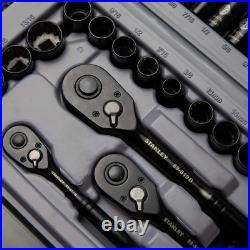 Stanley SAE Mechanics Tool Set 1/4 in Drive 201 Piece Metric Chrome Socket Case