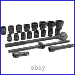 Stark USA 21PC 3/4 DR Inch Drive Tool Black Impact Ratchet Socket Set Standard