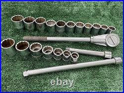 Vintage 3/4 Bonney Socket & Ratchet & Extension Set (21 Pieces) 15/16 thru 2