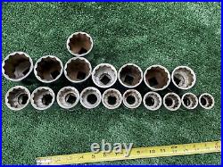 Vintage 3/4 Bonney Socket & Ratchet & Extension Set (21 Pieces) 15/16 thru 2