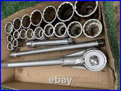 Vintage 3/4 Bonney Socket & Ratchet & Extension Set (21 Pieces) 15/16 thru 2