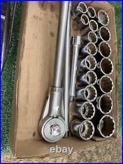 Vintage 3/4 Bonney Socket & Ratchet & Extension Set (21 Pieces) 15/16 thru 2