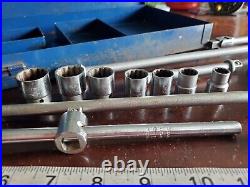 Vintage Billings 3/8 Drive Ratchet Socket Wrench Set withBreaker, Extensions, Etc