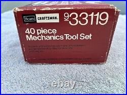 Vintage Sears Craftsman 40 Piece Mechanics Tool Set 3/8 Ratchet Wrench In Box