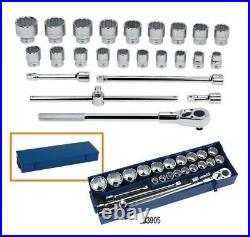 Williams Tools 33905 3/4 Dr 25pc Huge Socket Ratchet Set Metal Box 7/8 2-1/4