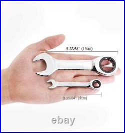 Wrench Stubby Ratchet Socket Combination Single Spanner Nut Hand Tools 8mm-19mm