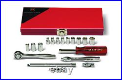Wright Tool Metal Box Socket Set 18 Piece 1/4 Drive SAE 218